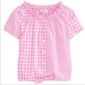 🆕 Vineyard Vines Pink Gingham Party Tie Top S 14